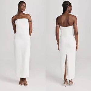 BRANDON MAXWELL Off The Shoulder Slip Dress With Silver Hardware Size 0 $2995